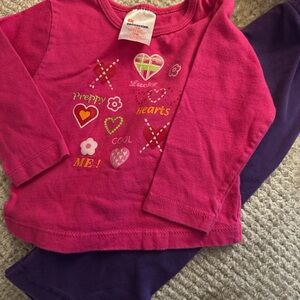 Vintage Kids Connection 2pc outfit Toddler Girls 24M Pink flowers stitching 1990